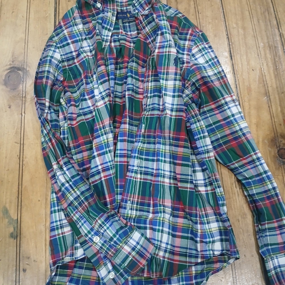 Ralph Lauren Multicolor Madras Plaid Button-Down Shirt Boys Size 14-16